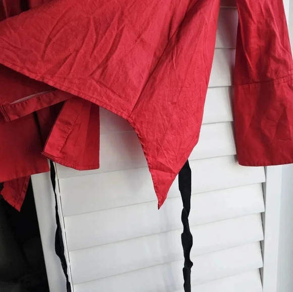 CPS Shirt Button Dress Poplin Cotton Red Raspberry Long Sleeve Short Back size M - Picture 4 of 7